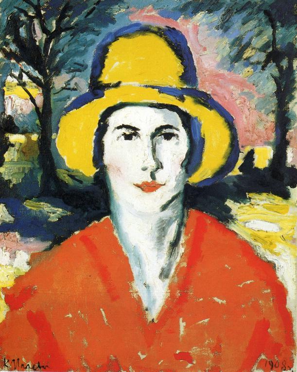 611x766 Oil Paintingportrait Of Woman In Yellow Hat. 1930 - Woman In Hat Painting
