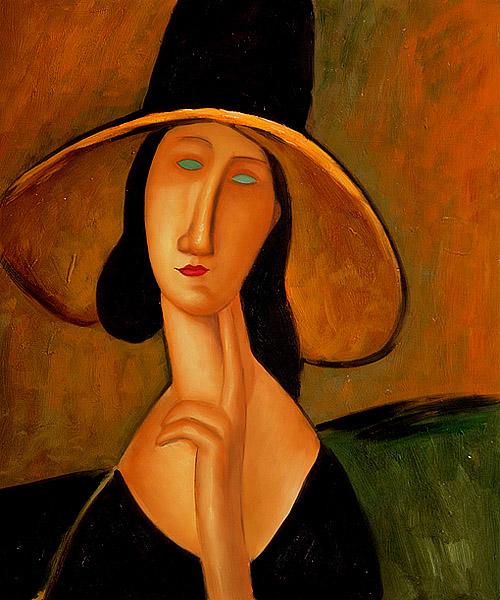 500x600 Portrait Of Woman In Hat Painting By Amedeo Modigliani,art - Woman In Hat Painting