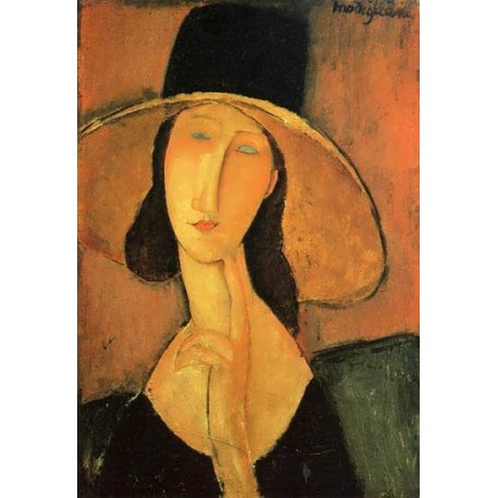 458x458 Portrait Of A Woman With Hat By Amedeo Modigliani Oil Painting - Woman In Hat Painting