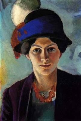 269x400 Portrait The Woman With Hat Painting, Aauguste Macke Paintings - Woman In Hat Painting