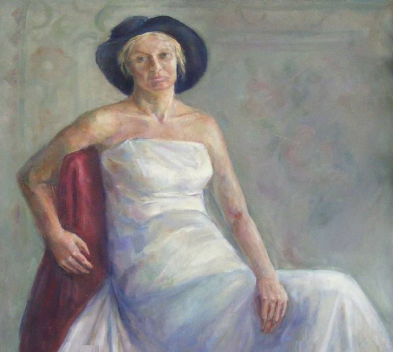 770x691 Saatchi Art Woman With Hat Painting By Diana Rutetska - Woman In Hat Painting