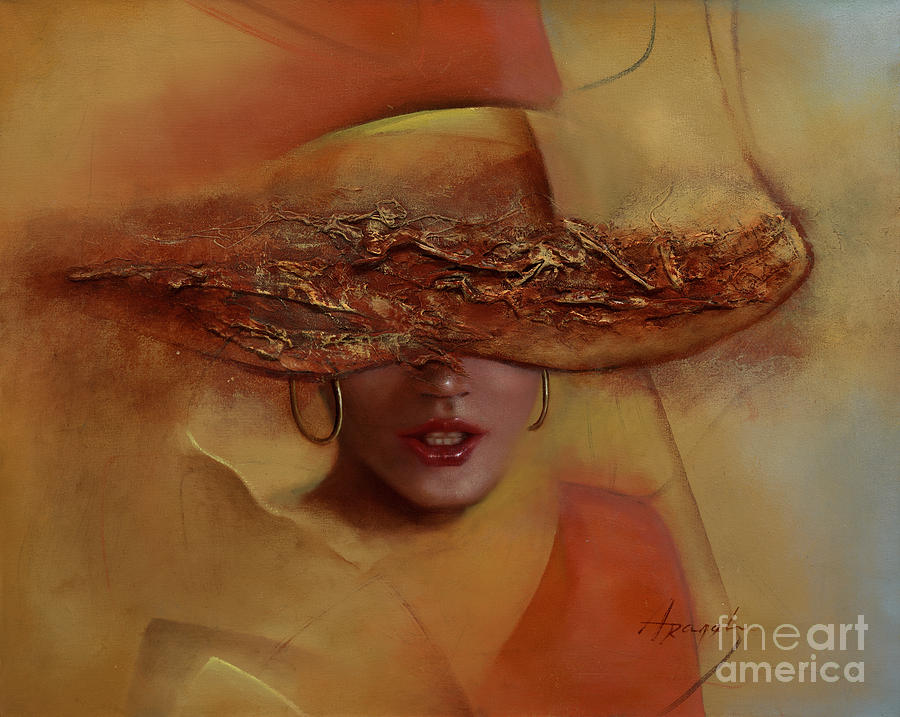 900x717 Woman In Hat Painting By Jorge Aramburu - Woman In Hat Painting