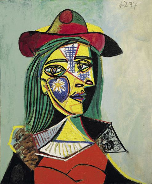 494x600 Woman In Hat And Fur Collar, 1937 By Pablo Picasso - Woman In Hat Painting