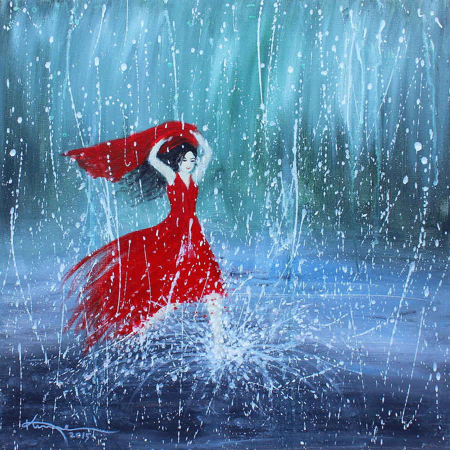 Woman In Rain Painting at PaintingValley.com | Explore collection of ...