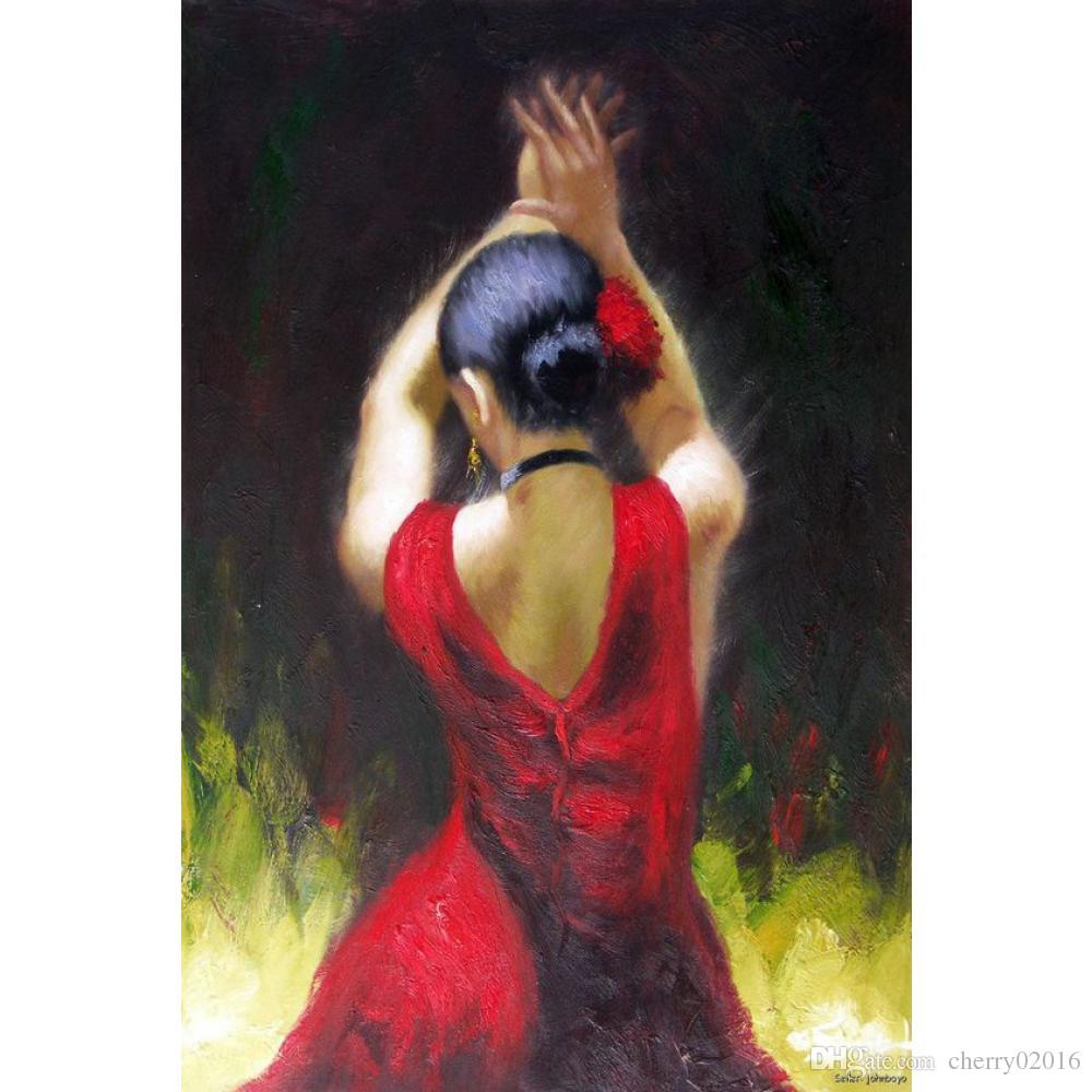 Woman In Red Dress Painting