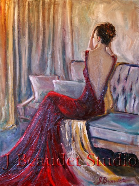 473x635 Jen Beaudet Art Final Woman In Red Dress Painting Sold! - Woman In Red Dress Painting