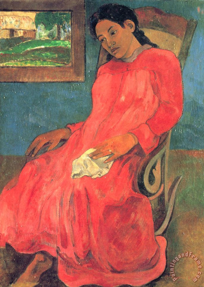 685x960 Paul Gauguin Woman In Red Dress Painting - Woman In Red Dress Painting