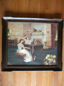 225x300 Old Painting Woman Red Gown Piano This Painting Of The Victorian - Woman In Red Dress Playing Piano Painting