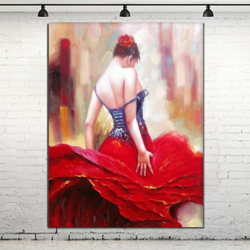 800x800 Modern Figurative Art Flamenco Dancer Oil Painting Woman In Red - Woman In Red Painting