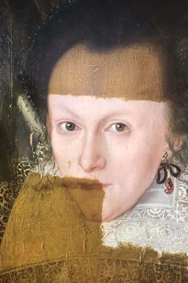 640x960 A 400 Year Old Painting Is Restored Almost Instantly In Oddly - Woman In Red Painting