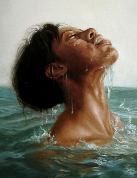 458x596 Surfacing - Woman In The Water Painting