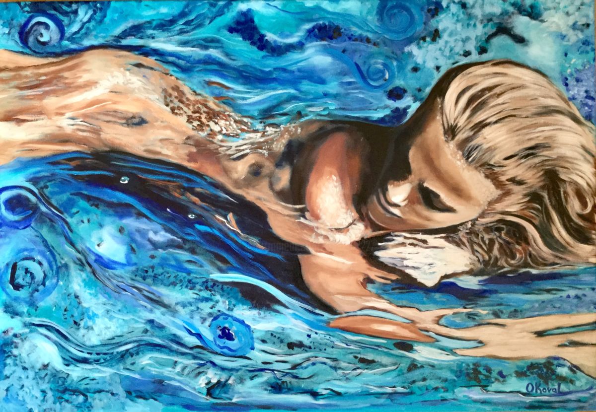 1200x830 Woman In A Water. (Olga Koval) - Woman In The Water Painting