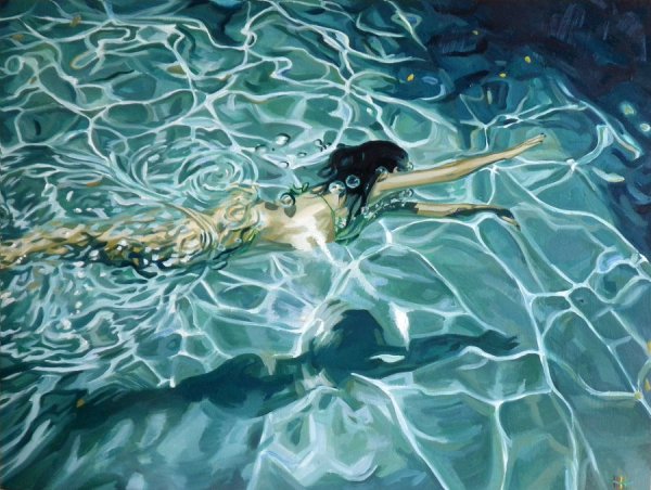 600x452 Liam Thinks! Mesmerizing Paintings Of Women Gliding Through Water - Woman In Water Painting