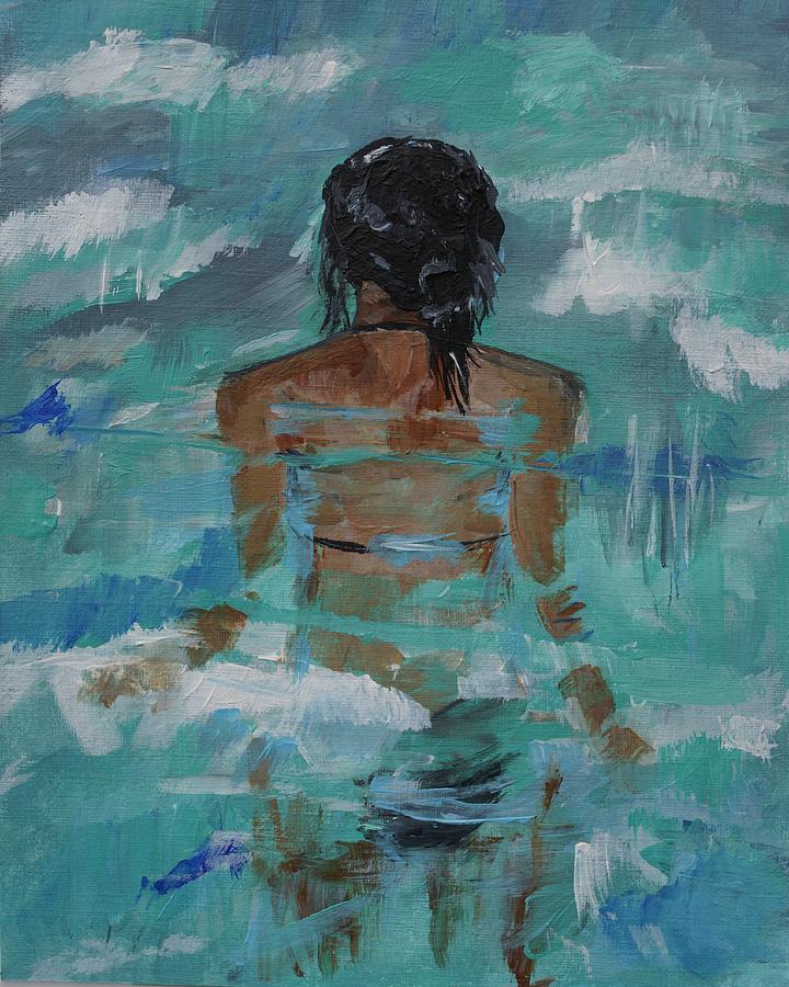 720x900 The Love Of Water Painting By Leslie Allen - Woman In Water Painting