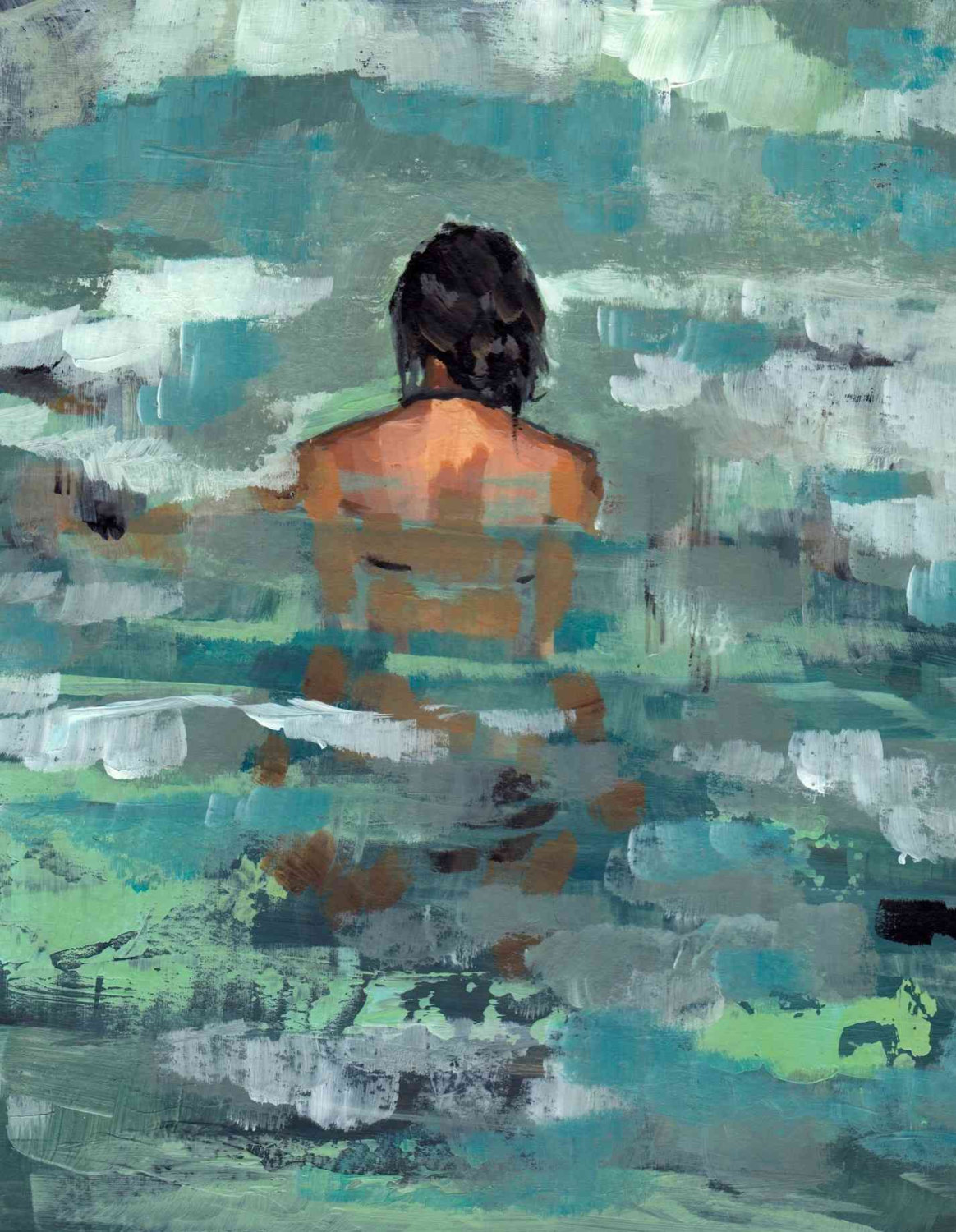 1164x1500 Undertow Giclee Art Print - Woman In Water Painting