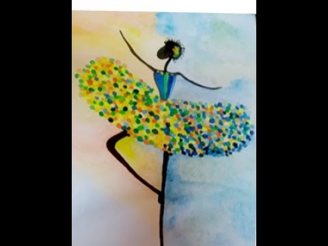 480x360 Woman Dancing Water Color Ink Abstract Painting - Woman In Water Painting