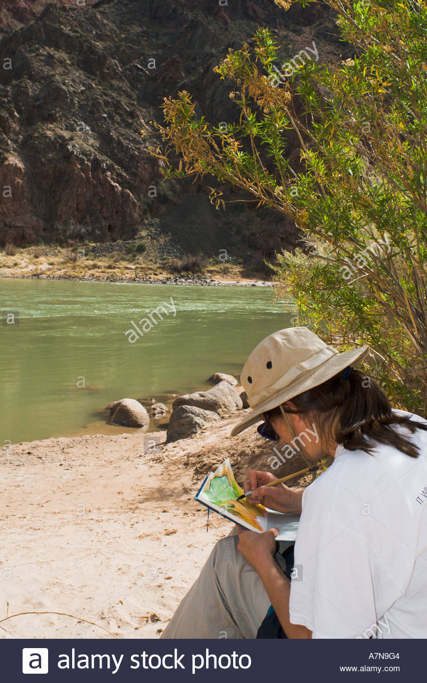 870x1390 Woman Plein Air Watercolor Painting - Woman In Water Painting