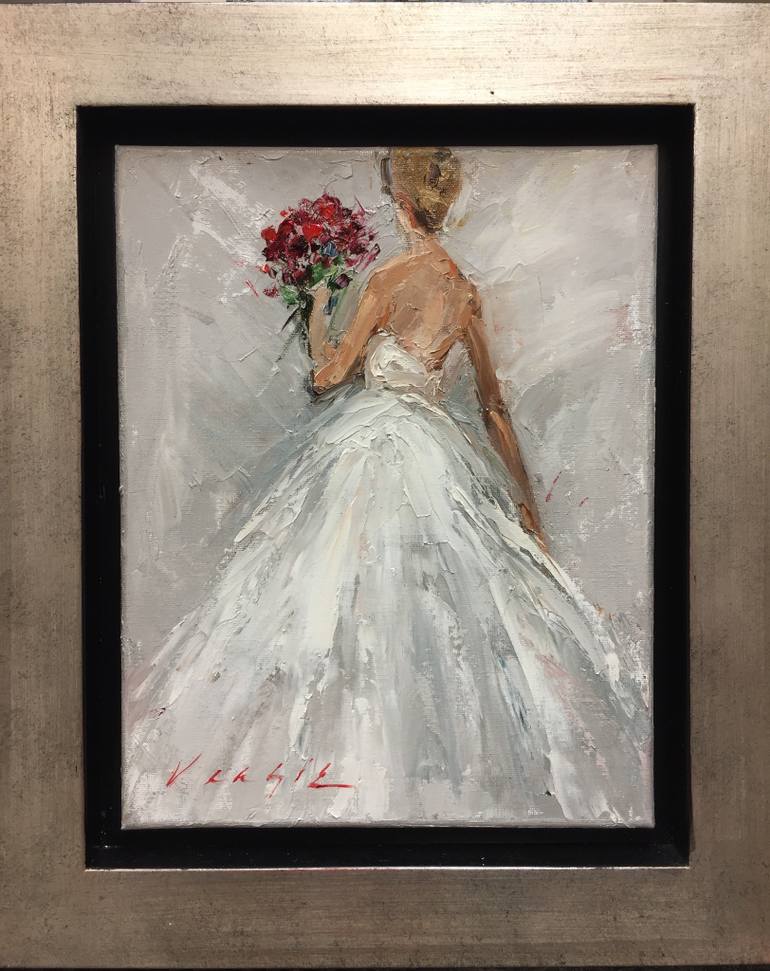 770x971 Saatchi Art Woman In White Dress Painting By Mary Veazie - Woman In White Dress Painting