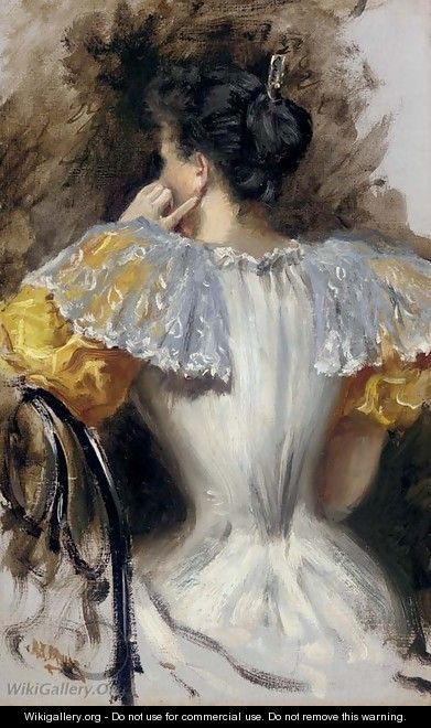 391x660 Woman In A White Dress - Woman In White Dress Painting