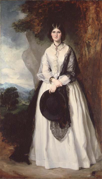 409x712 Young Woman In White Dress Against A Landscape Painting Sir - Woman In White Dress Painting