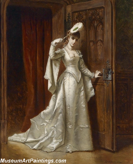 447x550 Elegant Lady In A White Dress Painting - Woman In White Dress Painting