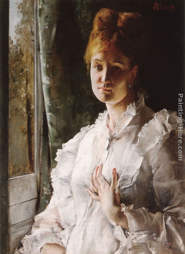 720x989 Alfred Stevens Portrait Of A Woman In White Painting Anysize 50 - Woman In White Painting