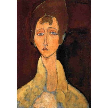 458x458 Woman In White Coat By Amedeo Modigliani Oil Painting - Woman In White Painting