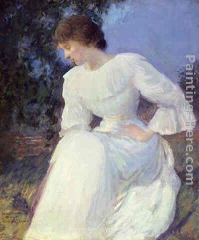 399x480 Edmund Charles Tarbell Portrait Of A Woman In White Painting - Woman In White Painting