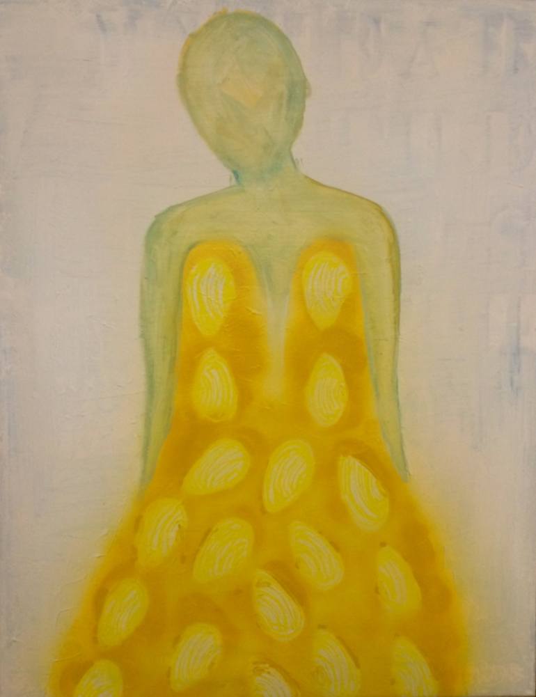 770x1001 Saatchi Art Woman In Yellow Dress Painting By Nathalie Van Barneveld - Woman In Yellow Dress Painting