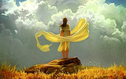 420x262 Woman In A Yellow Dress Luanne Rice - Woman In Yellow Dress Painting