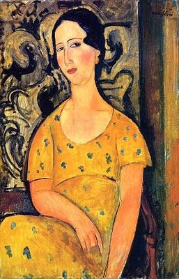 257x400 Young Woman In A Yellow Dress Amedeo Modigliani 1918 (1884 1920 - Woman In Yellow Dress Painting