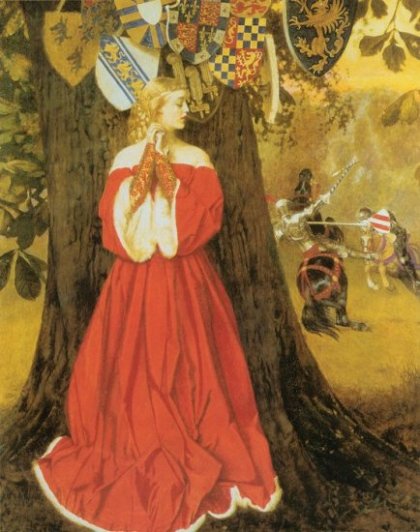 420x532 Lancelot Du Lac - Woman Knighting Man Painting