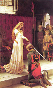 182x300 Queen Knighthood Knight Accolade Painting Large 11 X 18 Real - Woman Knighting Man Painting