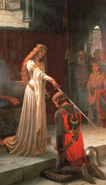 350x612 The Accolade By Blair Leighton - Woman Knighting Man Painting