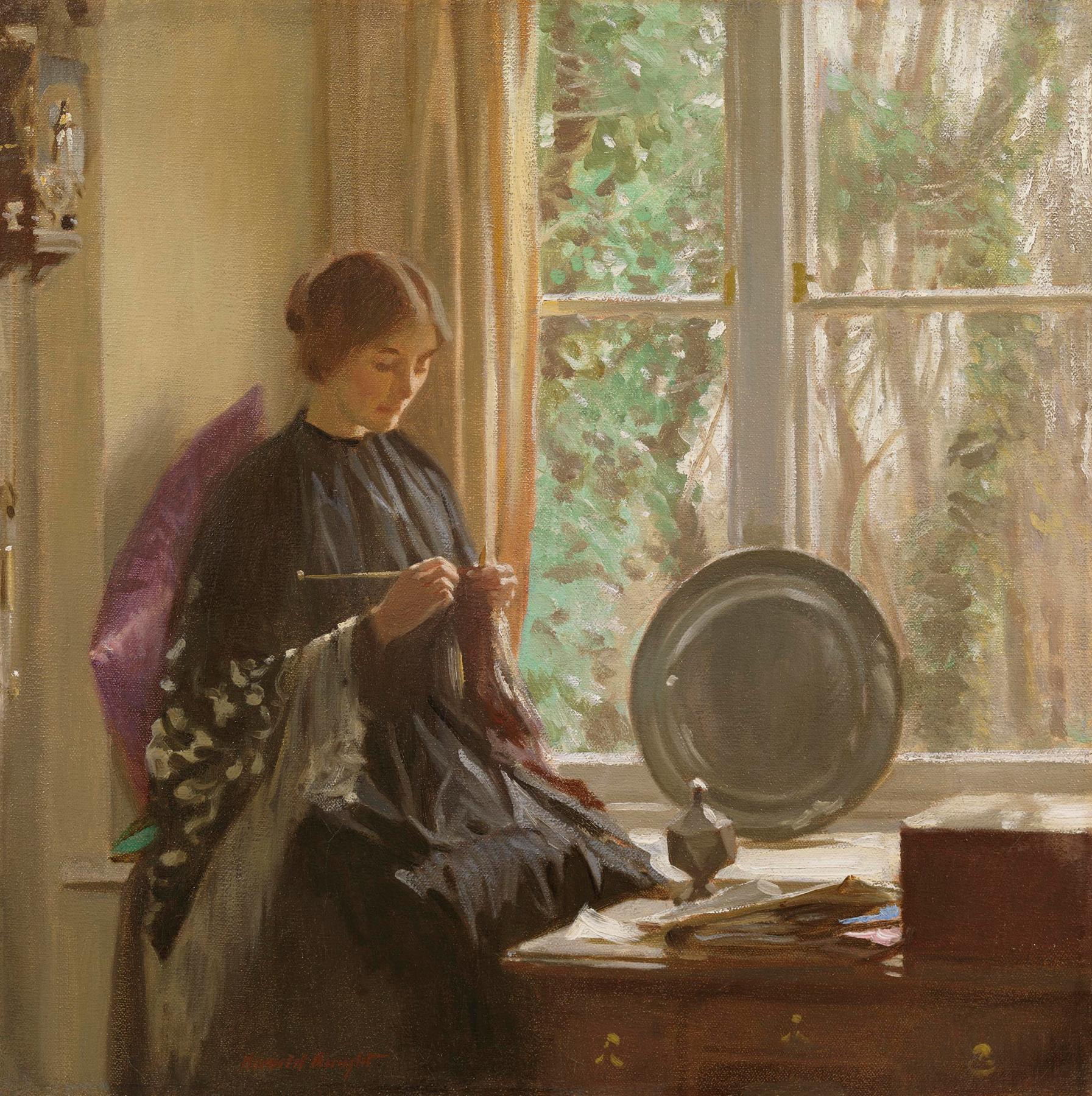 1793x1800 The Way We Woolwinding - Woman Knitting Painting