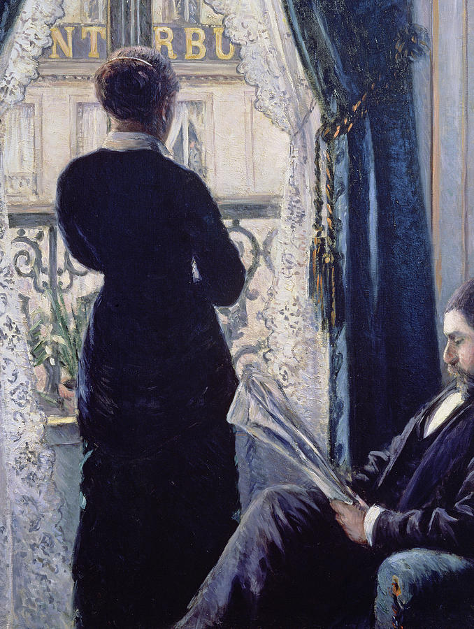678x900 Interior Woman At The Window Painting By Gustave Caillebotte - Woman Looking Out The Window Painting