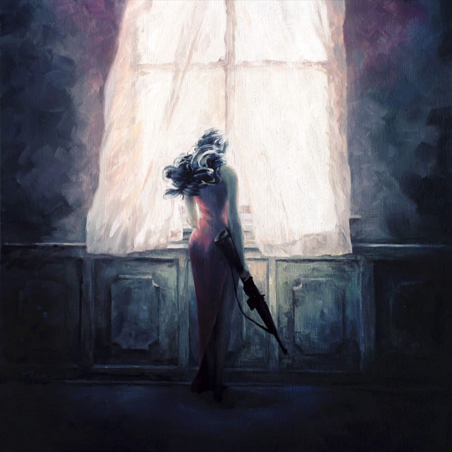 900x899 Right Out Of The Window Gray Zao Women, Guns, Oil Paintings - Woman Looking Out The Window Painting