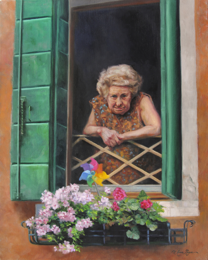 720x900 Anna Rose Bain's Art Blog New Painting A Venetian Spectator - Woman Looking Out The Window Painting