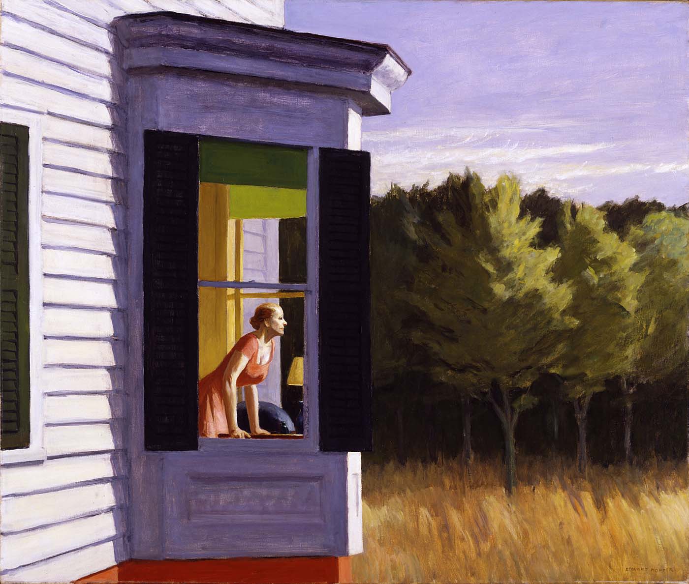 1400x1188 Edward Hopper Looking Out - Woman Looking Out The Window Painting