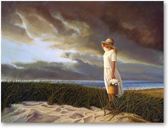 345x265 The Tom Mielko Online Gallery - Woman Looking Out To Sea Painting