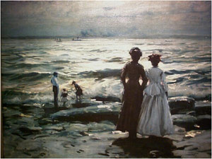 300x225 Ernest Johnson Antiques - Woman Looking Out To Sea Painting