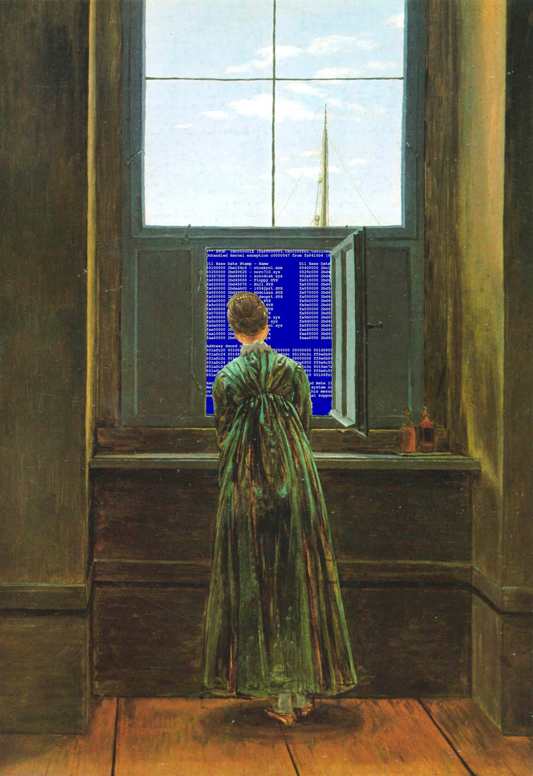 1099x1600 Riddled - Woman Looking Out Window Painting
