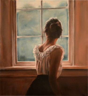 375x412 Woman At Window Paintings For Sale Saatchi Art - Woman Looking Out Window Painting