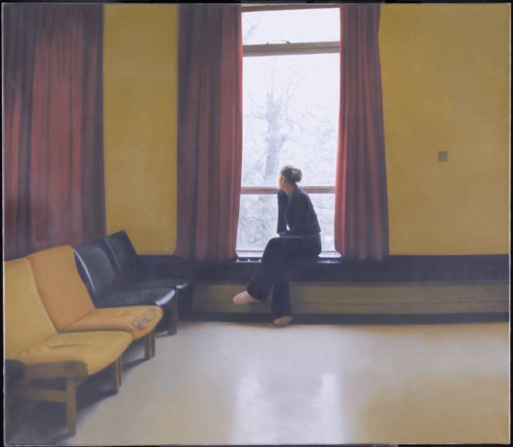 730x636 Woman - Woman Looking Out Window Painting