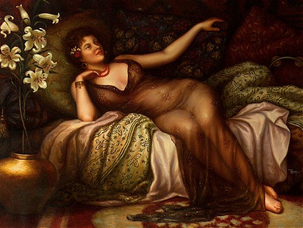 600x451 Art - Woman Lounging Painting