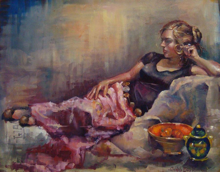 900x702 Gypsy Lady Painting By Chantelle Allen - Woman Lounging Painting