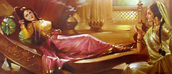 548x236 Indian Art Painting, Woman Lying Down Oh! India - Woman Lying Down Painting