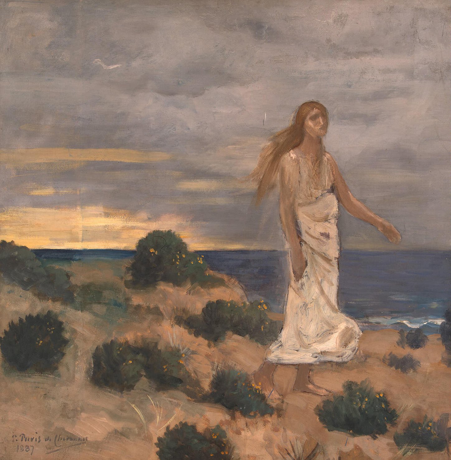 1448x1476 Woman On The Beach Painting Puvis De Chavannes Pierre Oil Paintings - Woman On Beach Painting