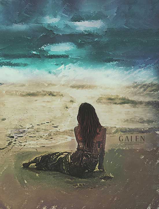 550x721 Eastcoast - Woman On Beach Painting