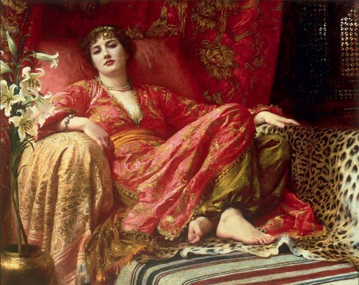 512x407 The Lure Of The East British Orientalist Painting Room Guide - Woman On Couch Painting